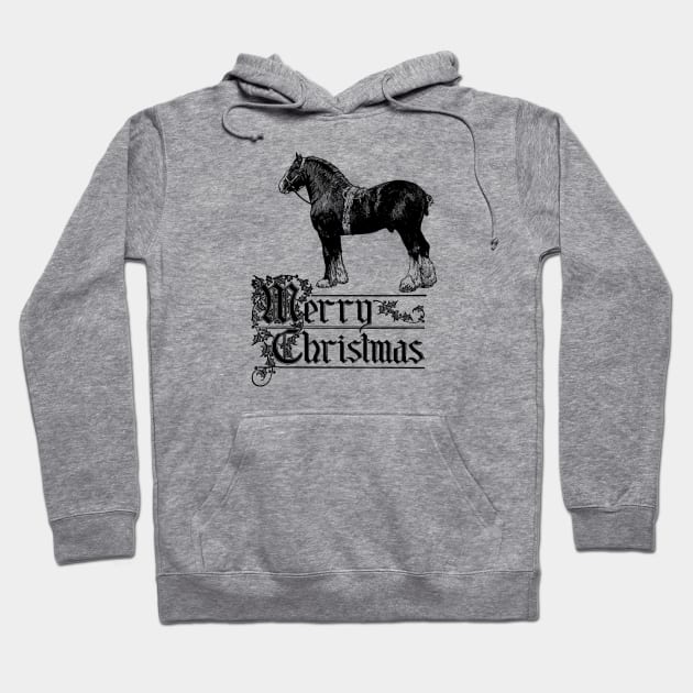 Merry Christmas with Draft Horse Hoodie by Biophilia